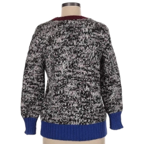 J.Crew black/ Blue marled Quality Wool blend Knit Pullover warm winter Sweater M - Picture 2 of 8